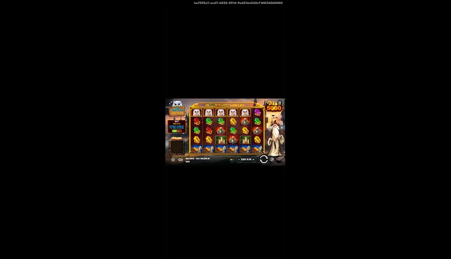 Dede 5000 slot running in a 390x844 mobile portrait browser view with the 6-reel grid scaled to fit